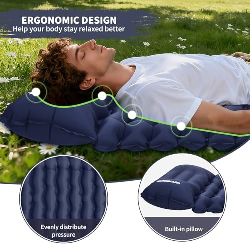 Camping Sleeping Pad, Connectable Design for Double Mat, Ultralight Navy