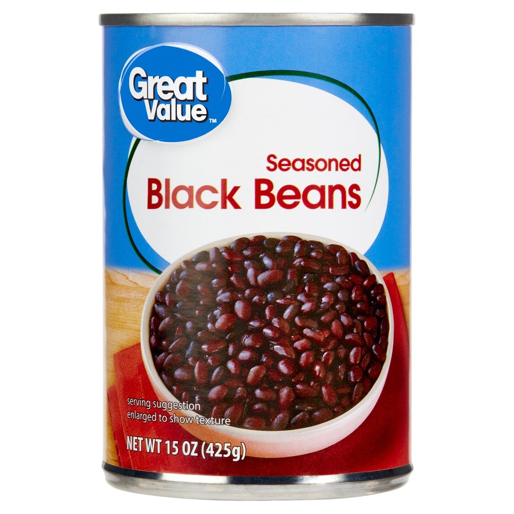 (12 pack) Great Value Seasoned Black Beans, 15 oz Can,NEW PRODUCT EXPLOSION