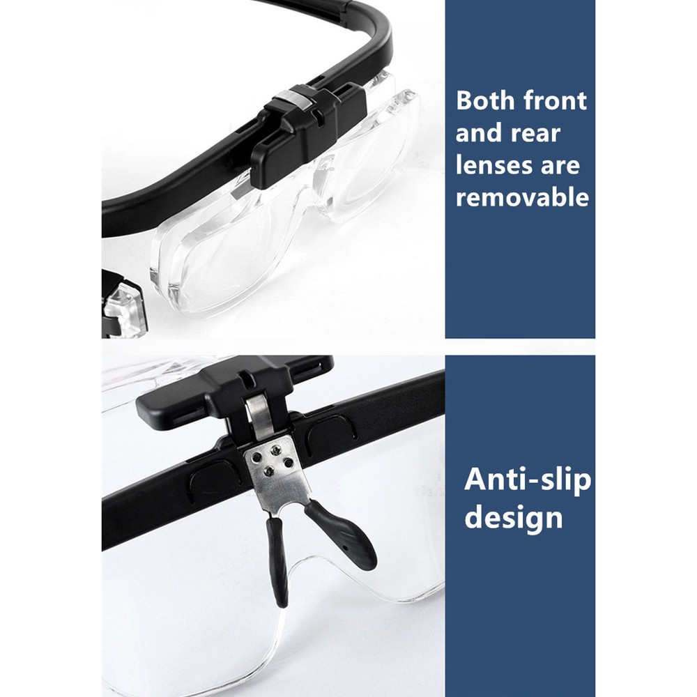 Rechargeable LED Light Magnifying Glass Adjusting Magnifier Loop With Lens