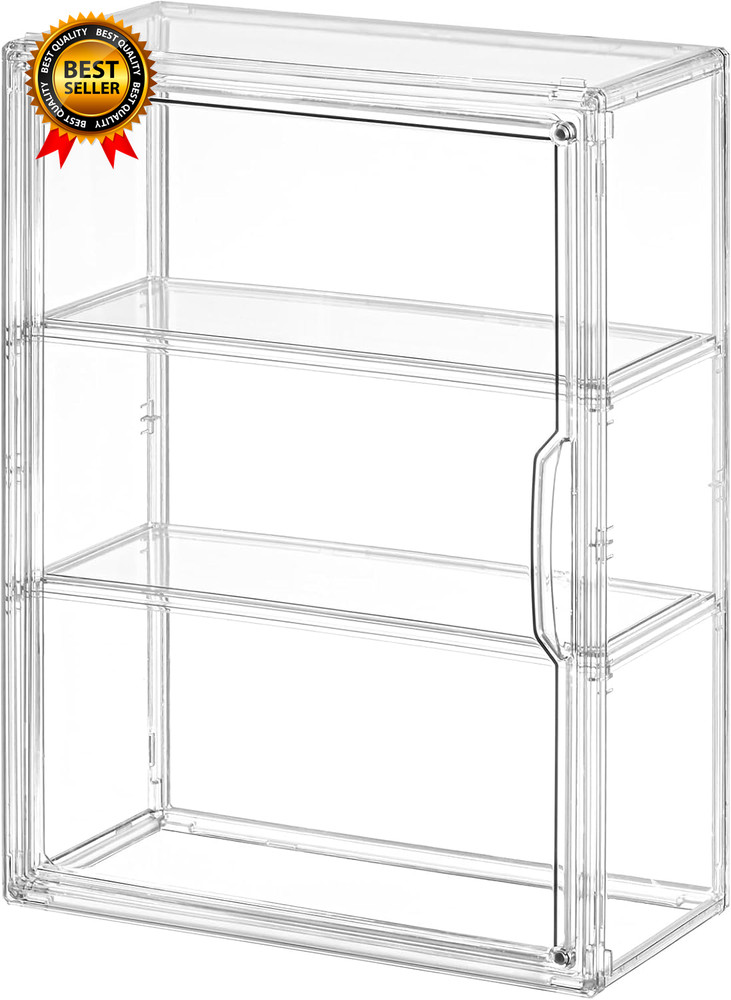 3 Tier Clear Display Case for Figures, Wall-Mounted Acrylic Storage Organizer