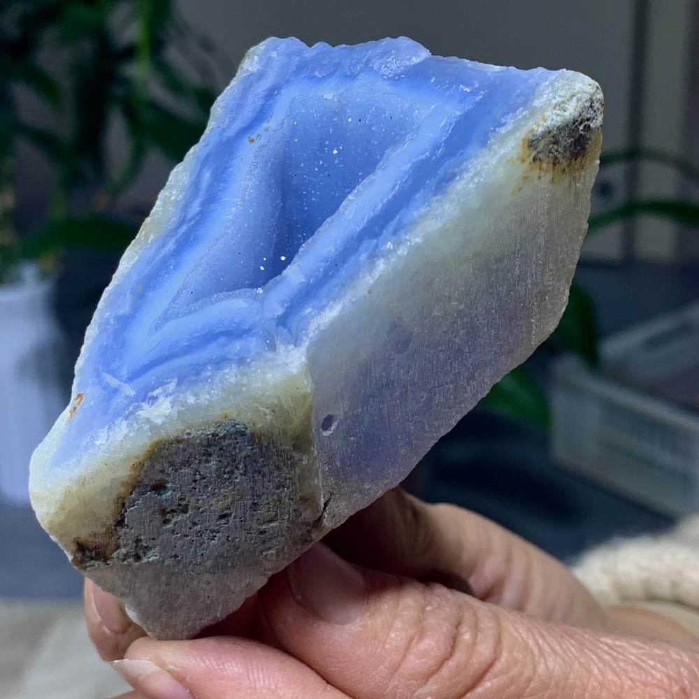 158G Natural Blue striped agate Crystal Chunks piece form Mineral Specimens