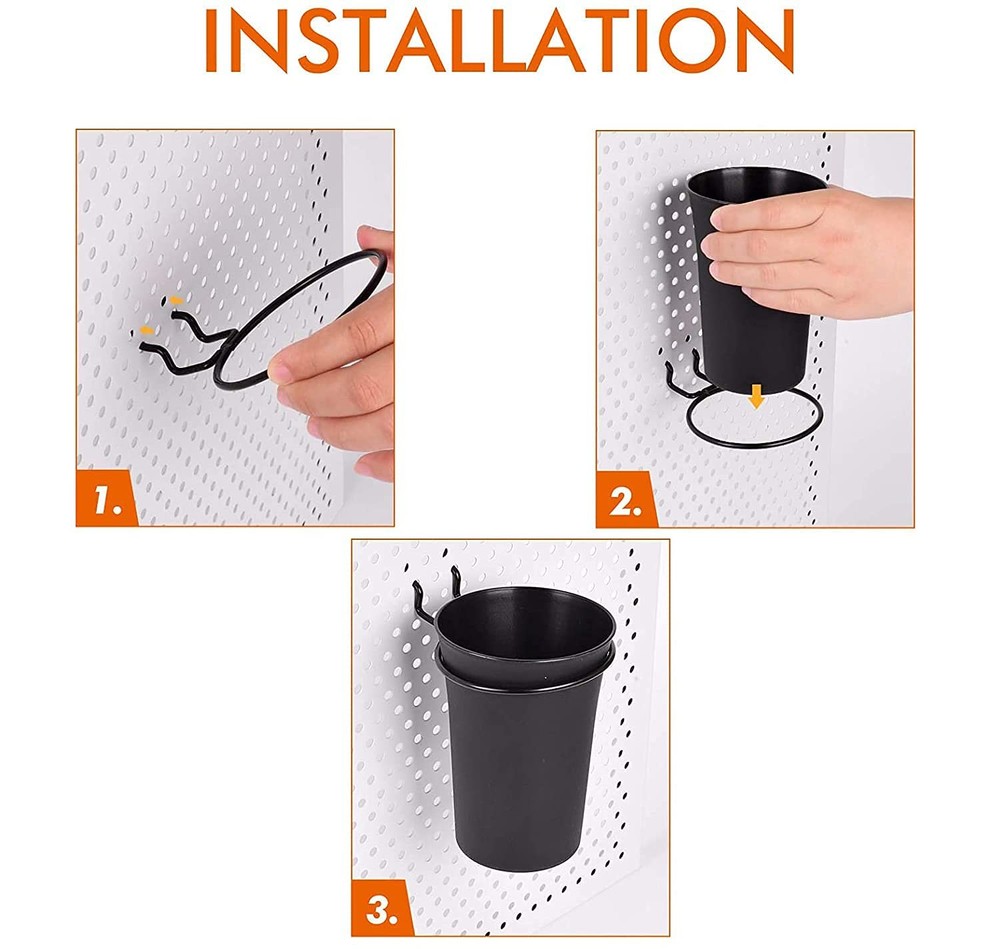 Pegboard Bins PegBoard Cups with Hooks & Loops, Peg Board Hooks Assortment Or...