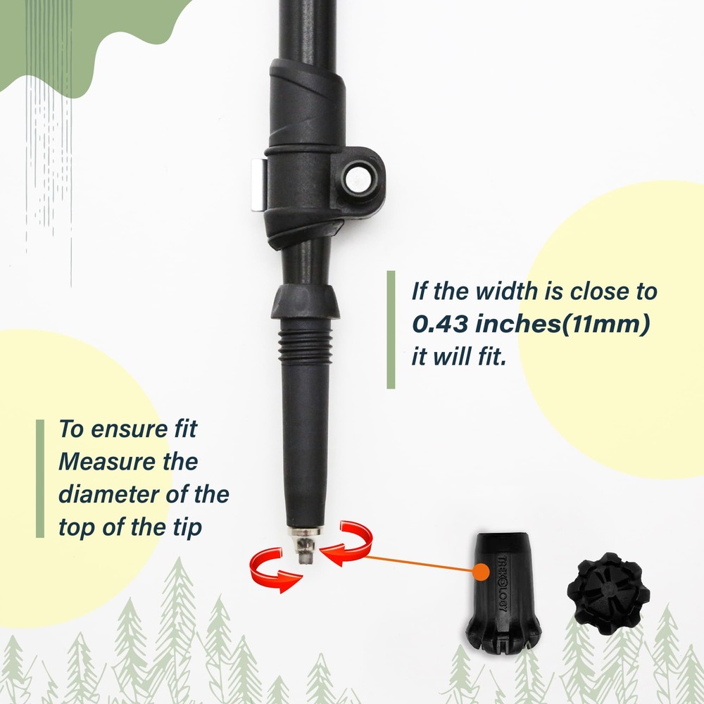 Trekking Pole Accessory Set – Includes 4 Rubber Tips & 2 Mud Baskets for Hiki...