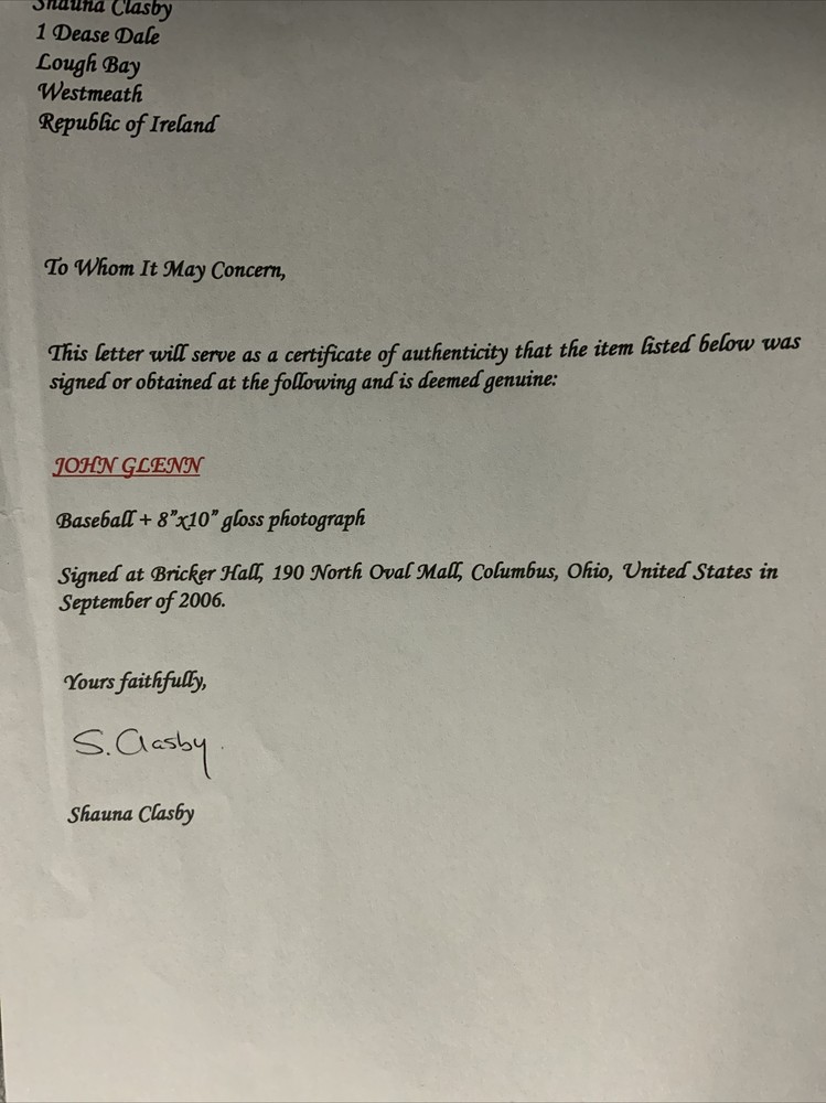 John Glenn-Signed Baseball