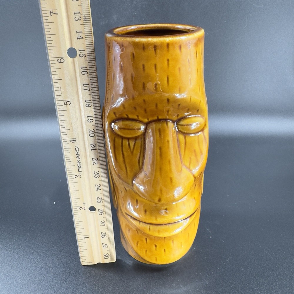 Tiki Mug Cup Tall Ceramic Barware Cup Brown Glazed Drinking Cup Whimsical Decor