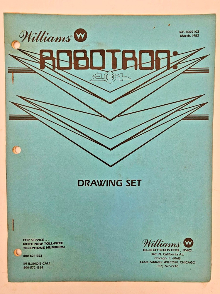 WILLIAMS ROBOTRON VIDEO GAME DRAWING SET & INSTRUCTION MANUAL & INTERBOARD WIRE