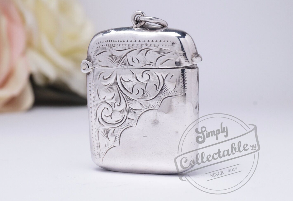 1908 Solid Sterling Silver Vesta Case - William Manton