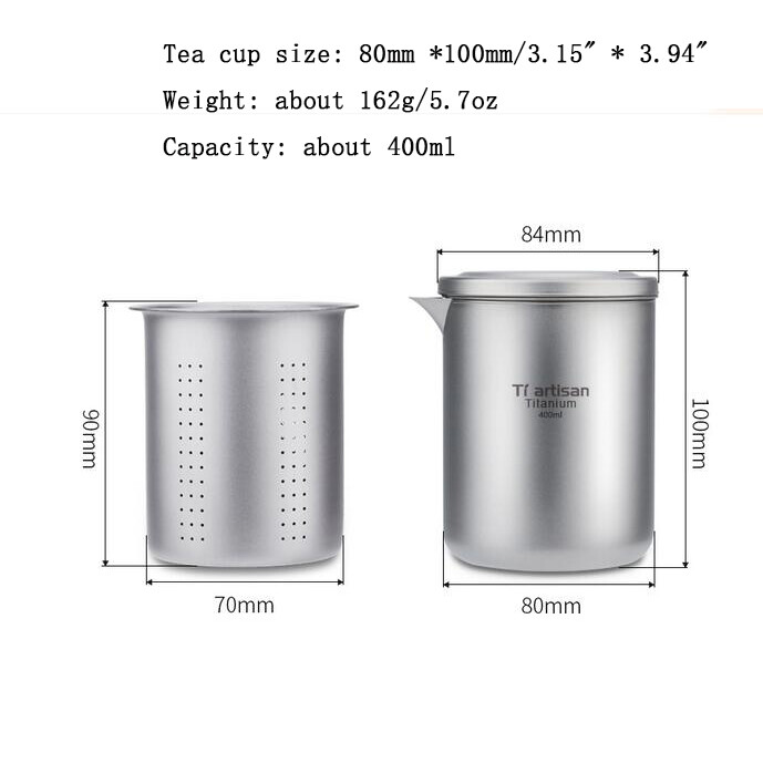 EDC 1 PC Pure Titanium 400ml Tea Cup w/ Filter Outdoor Camping Tea Cup Tableware