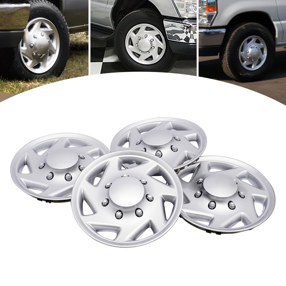 For 99-18 Ford Econoline E250 E350 E450 Hub Cap Silver Van Full Wheel Cover 4Pcs