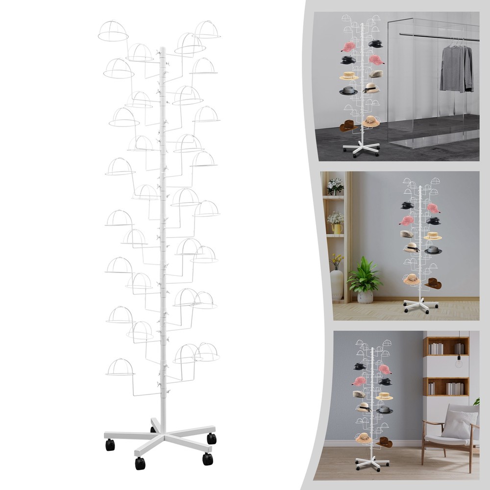 Mobile Hat Rack With 30 Hooks, Durable Freestanding Display Stand