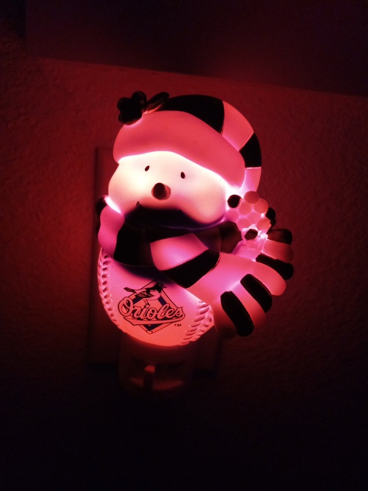 Baltimore Orioles Snowman Night Light Snowman on Baseball