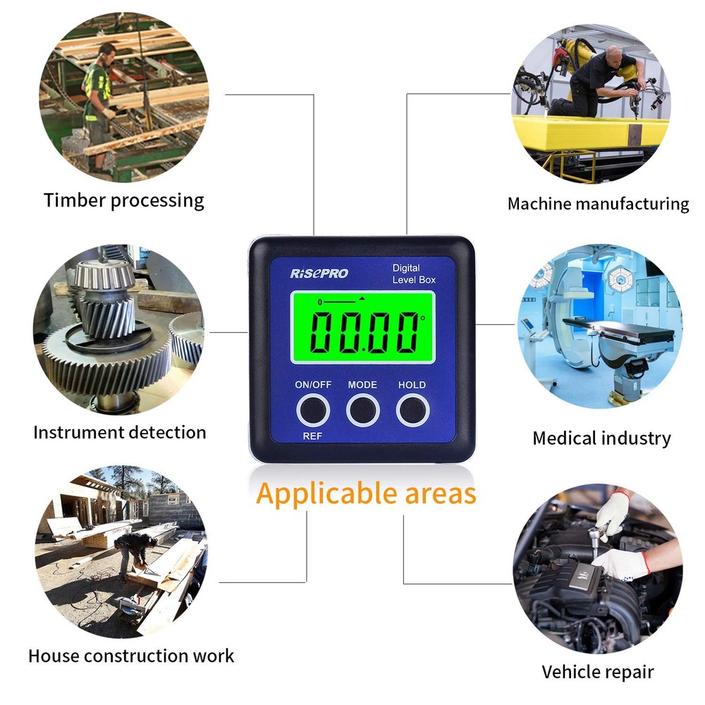 Digital Level Box Angle Gauge Protractor Inclinometer Bevel Box with Data Hol...