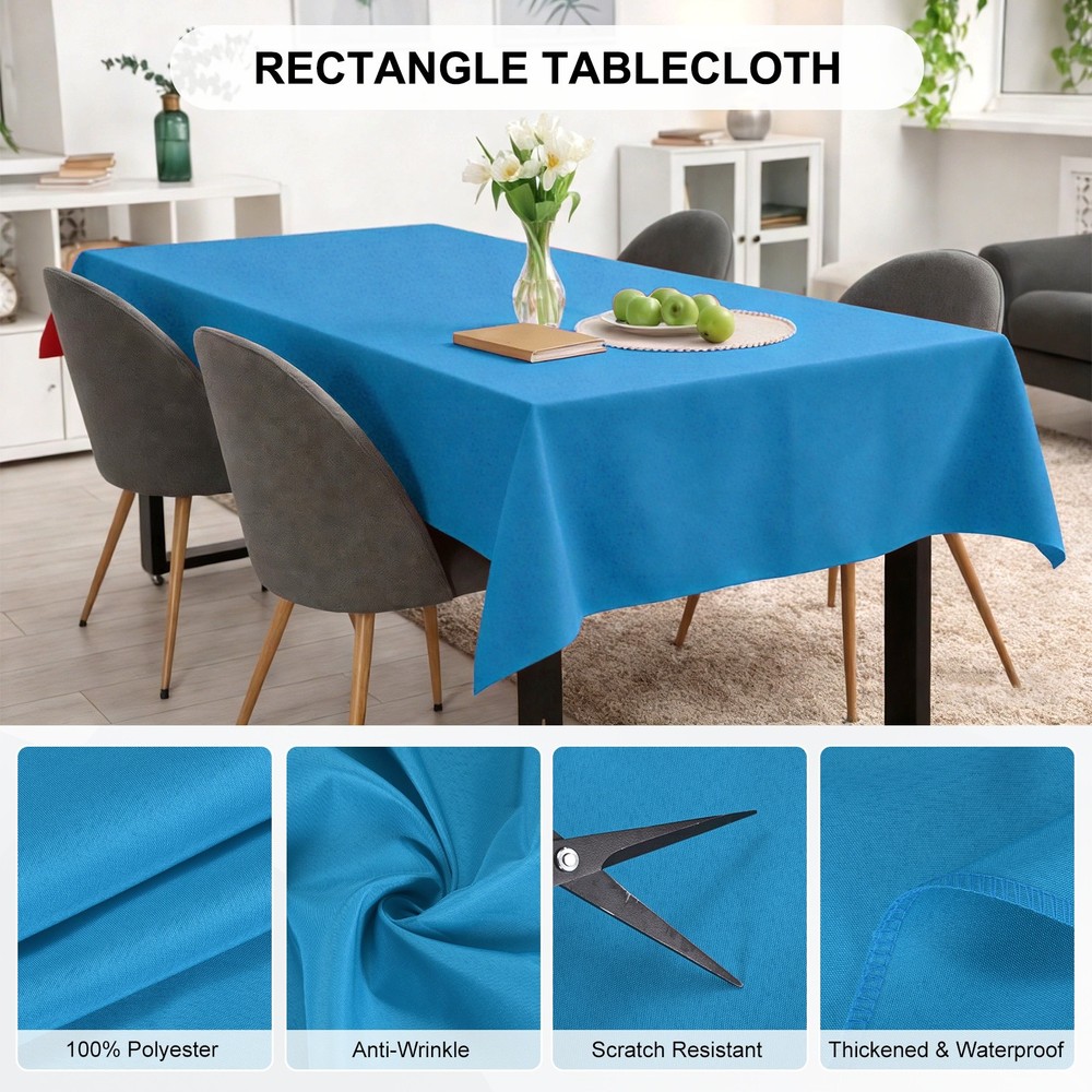 140x220cm Rectangle Tablecloth, Thickened Polyester Table Cloth Lake Blue