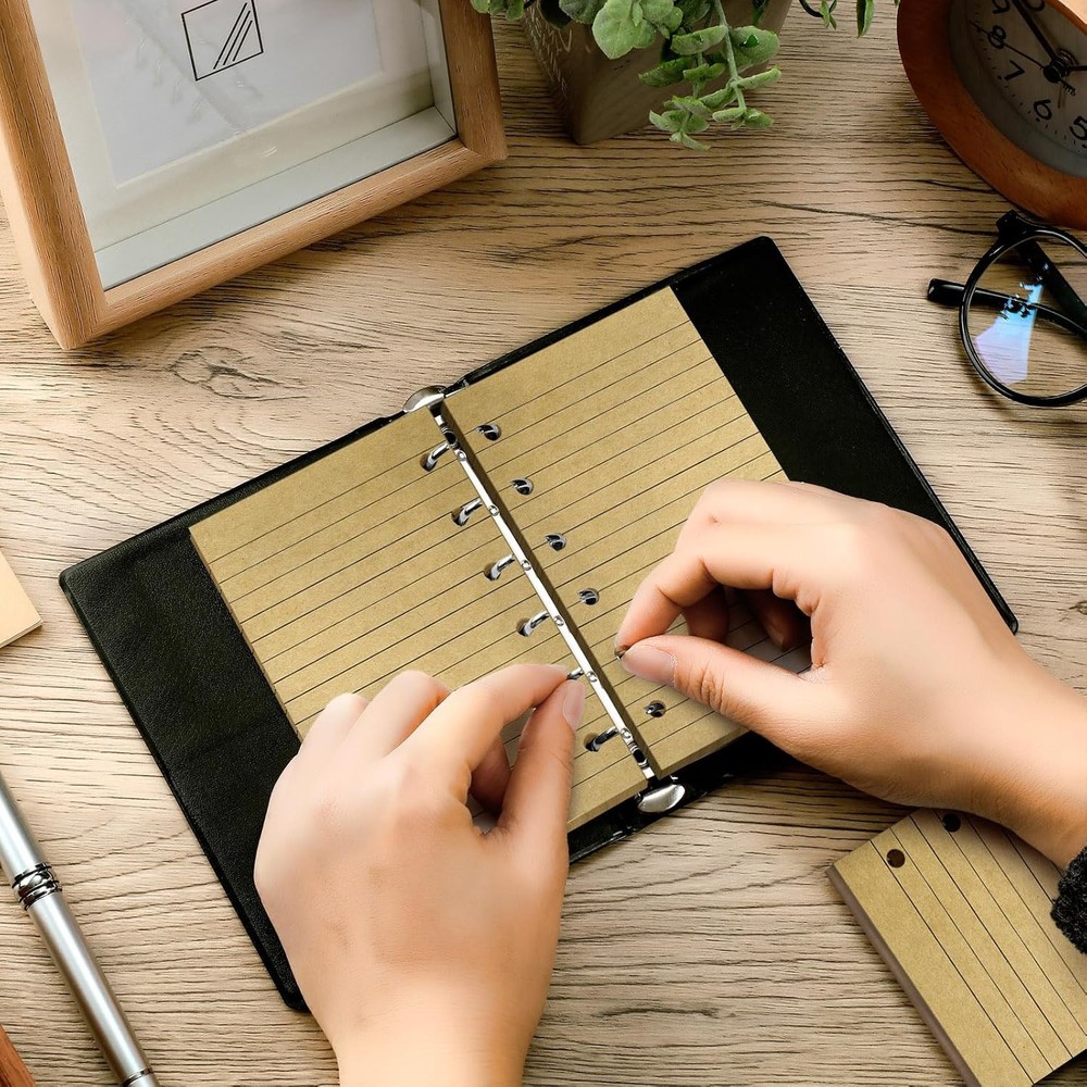 Ireer 6 Hole Mini Lined Paper Refill 200 Sheets Blank Planner Refills Kraft