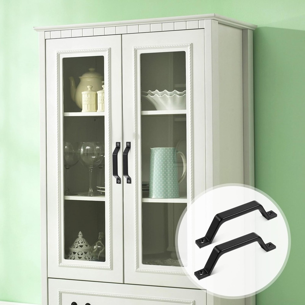 ZEYIYER 2 PCS Black Barn Door Handle 6.1 Inch Pull Handle, Gate