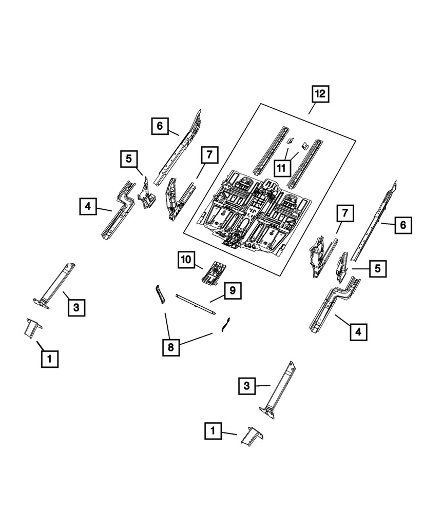 Genuine Mopar Lower Load Beam Extension Right 68096086AB