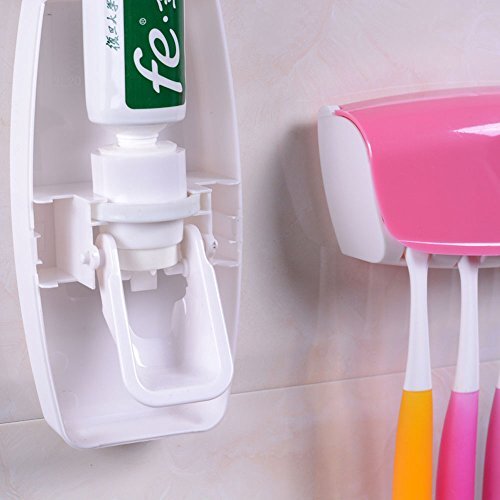 Dust-Proof Toothpaste Dispenser Toothpaste Squeezer Kit (Pink)