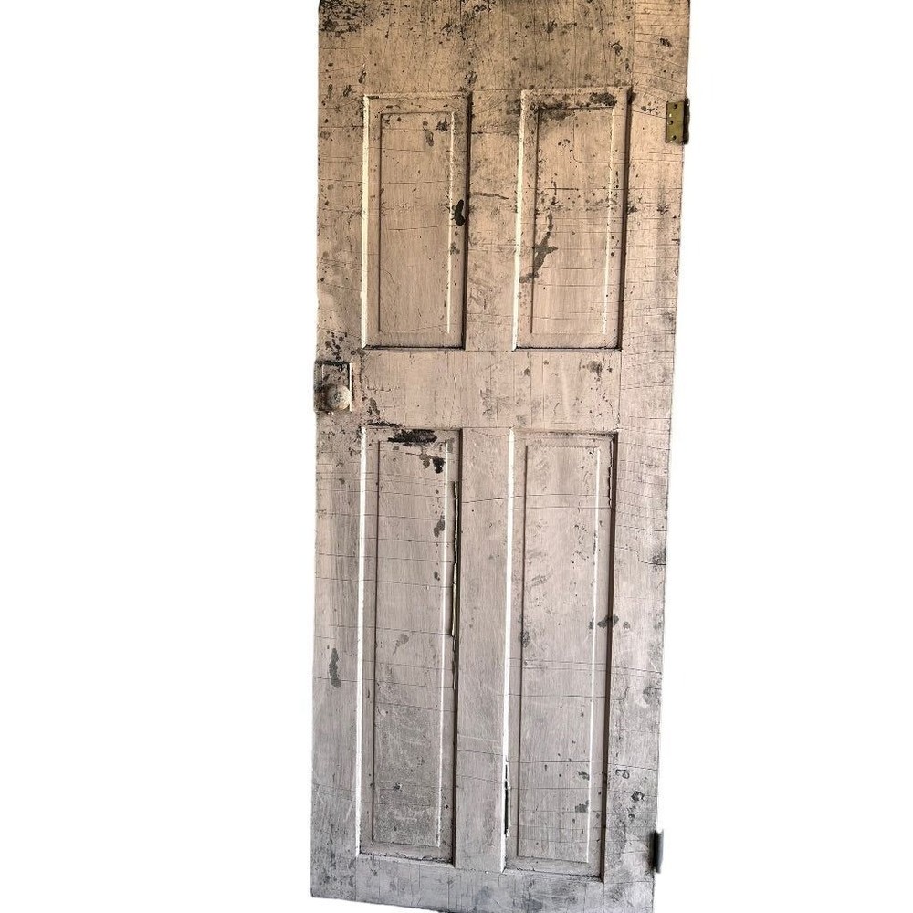 Antique Solid Door 4 Panel Architectural Salvage 77.5"h x 29.75"w Pink