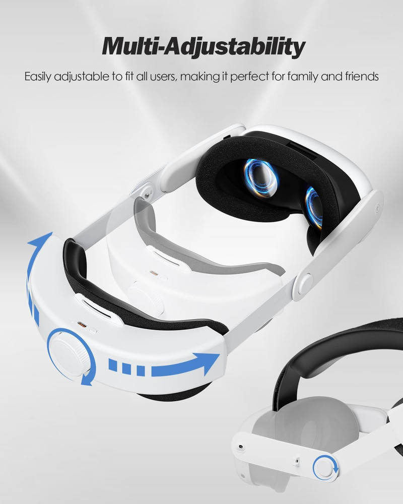 Battery Head Strap for Quest 3S/Quest 3 with Earphones - Adjustable Elite Strap