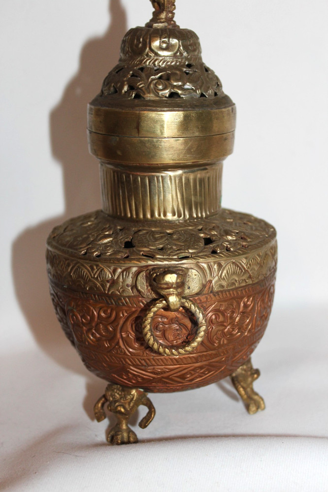 Vintage Incense Burner from India Footed Good Condition, Unique