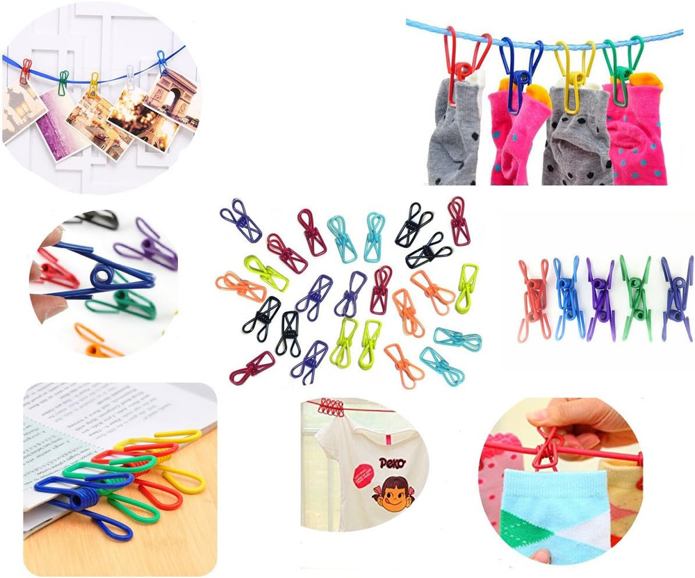 30 Pcs 2 Inch 10 Different Random Colors Chip Clips, PVC Coating High Elasticity