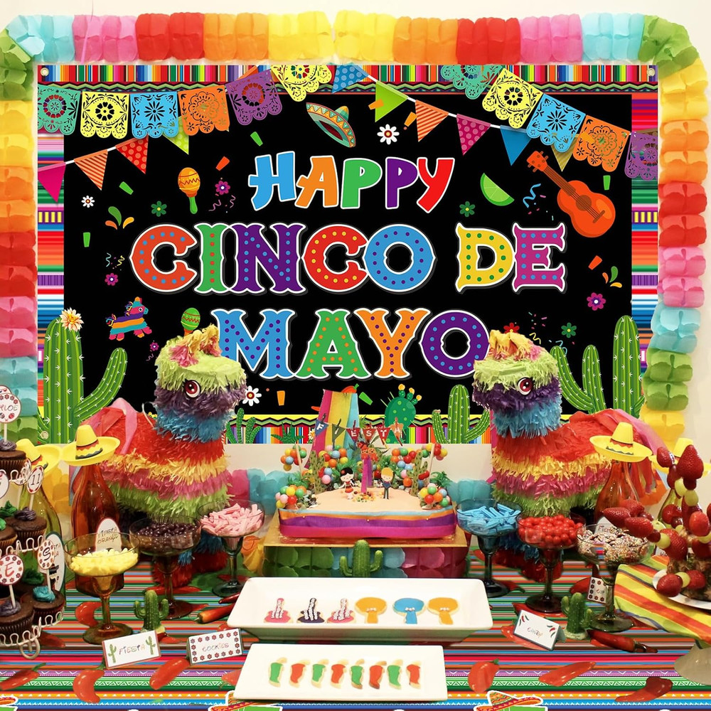 Fiesta Party Decorations Kit, Cinco De Mayo Decorations Set with Banner Backdrop