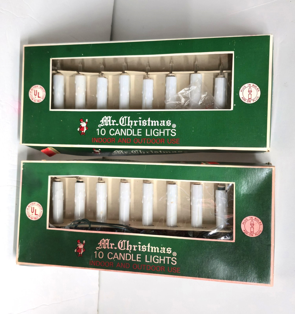 Vtg 2 Boxes Mr Christmas 10 Drip Candle String Lights 20 Lights Total