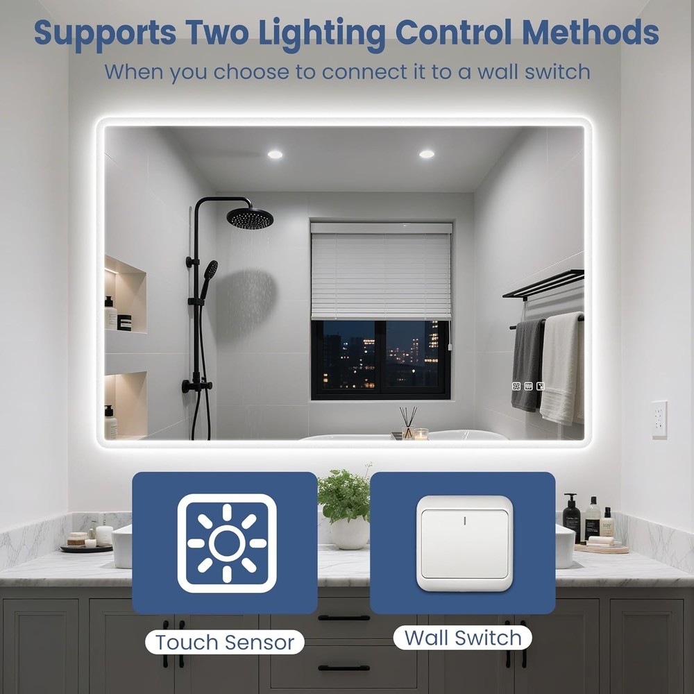 24"x32" LED Bathroom Mirror with Bluetooth Speaker, 3 Color Temperature, Step...