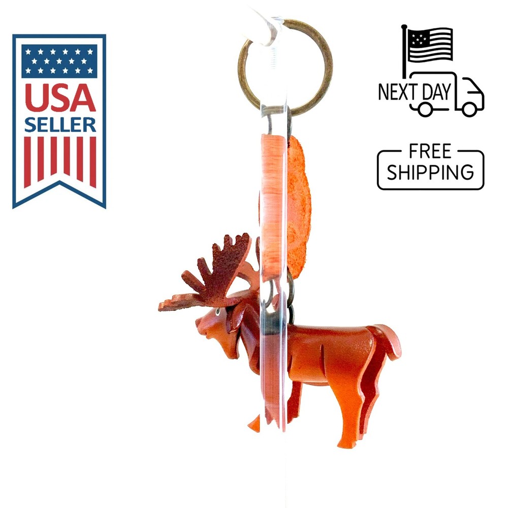 Moose Handmade Leather Keyring