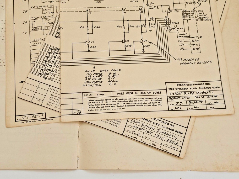 STERN ELECTRONICS MEMORY LANE PINBALL OPERATION MANUAL WITH SCHEMATICS