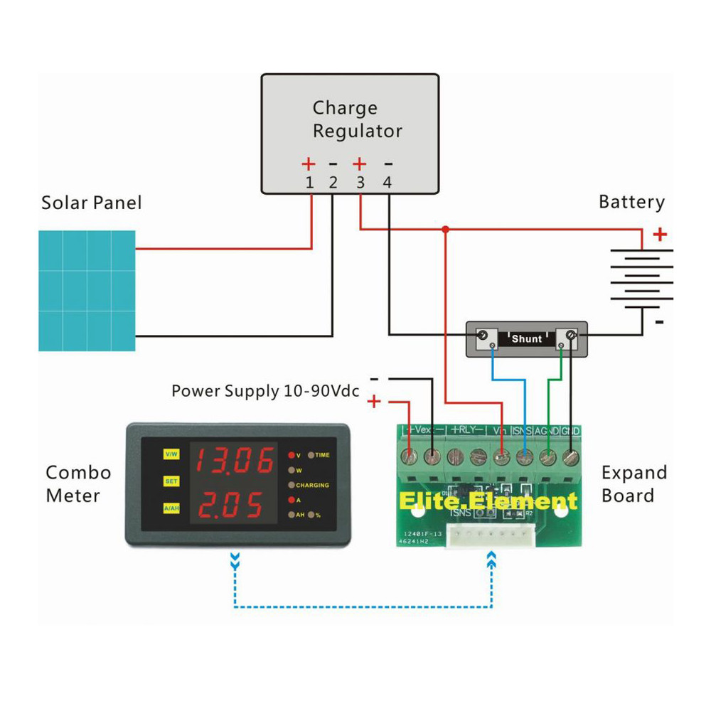 DC 90V50A Volt Amp Battery Capacity Power Combo Meter Charge Discharge Indicator