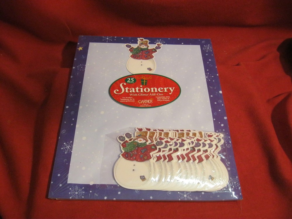Gartner Jolly Snowman Printer Paper Stationary with Glitter Add On 25 Count