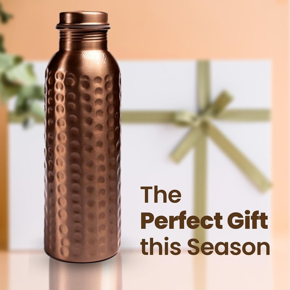 Organic B Plain Hammered Copper Water Bottle 949 ml