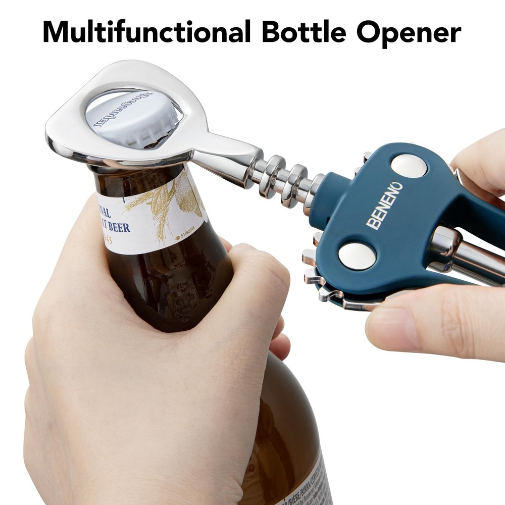 Beneno Wing Corkscrew Wine Opener Multifunctional Bottle Opener Blue