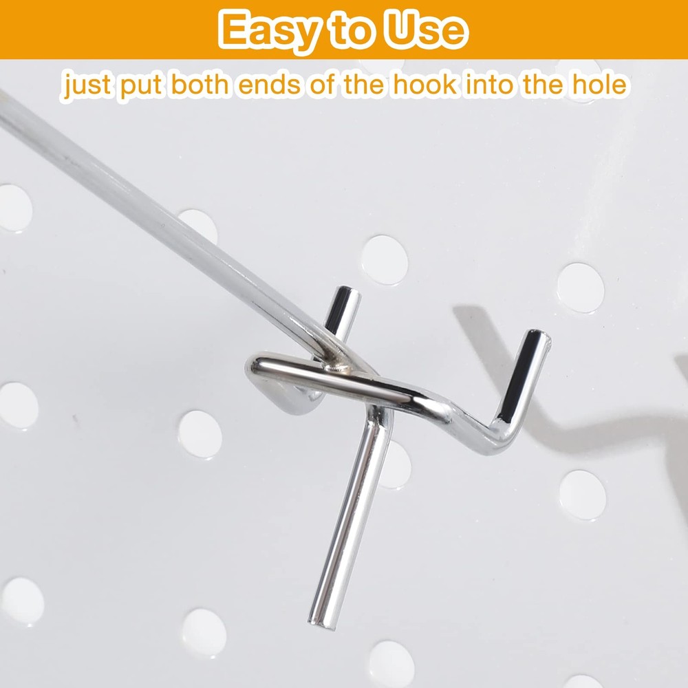 100 Pack Peg Board Hooks Stainless Steel Pegboard Hooks Shelving Display Hang...