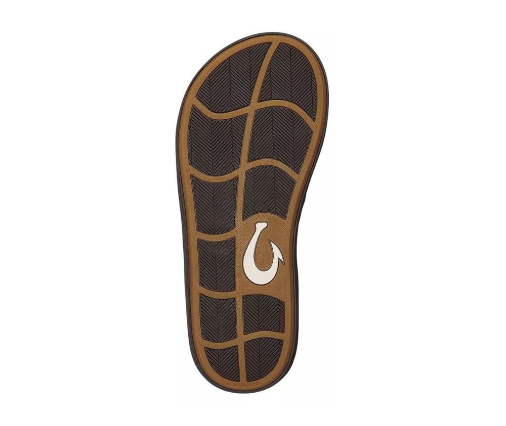OluKai Men's Ki'i Flip Flop, Dark Java/Dark Java