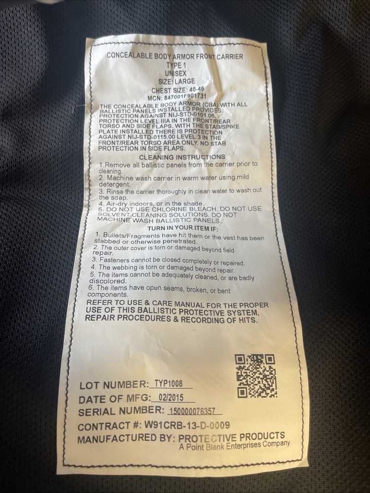 Point Blank Outer Carrier - Dark Black, Carrier Only - New Large