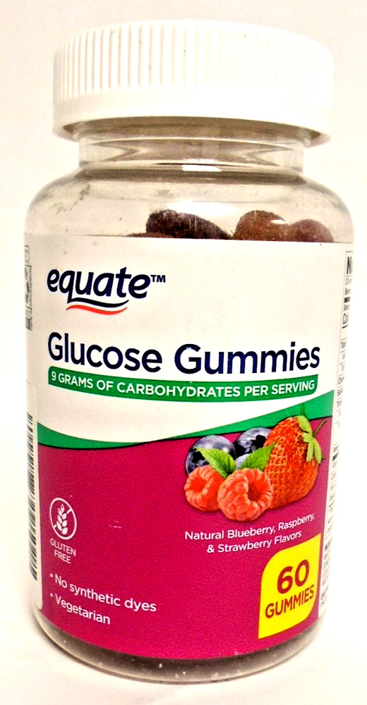 Equate Glucose Gummies Raspberry, Strawberry & Blueberry 60 Count Exp. 10-26 FS