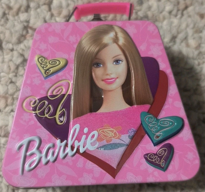 Vintage 2003 HTF Barbie Micro Tin Candy Mini Suitcase Collectible Empty