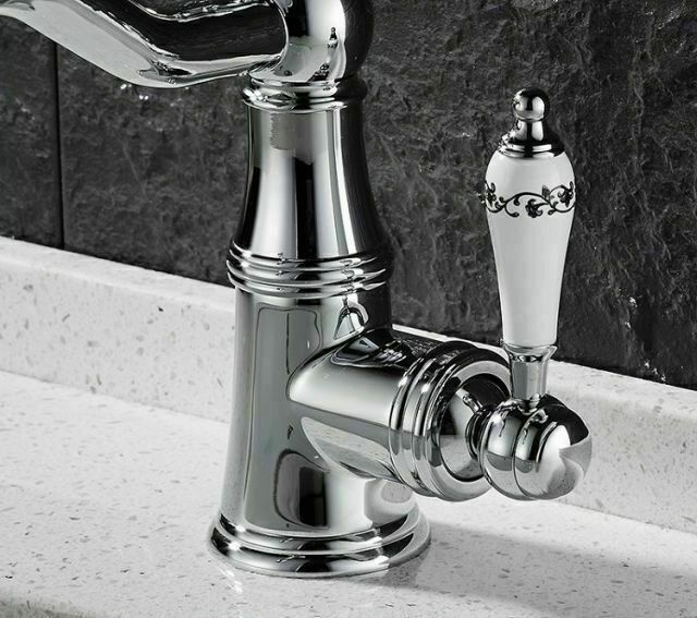 Basin Faucet Brass Chrome Mixer Tap White Ceramic Handle US