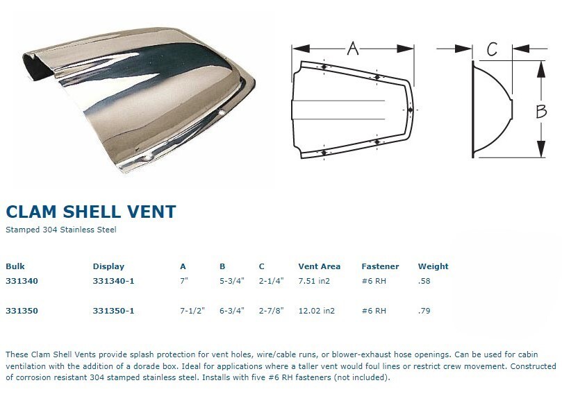 Sea-Dog 331340 Clam Shell Vent