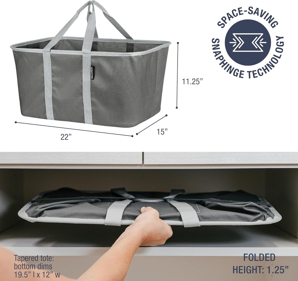 Collapsible Laundry Tote - Charcoal Gray 2-Pack 50L - Foldable Storage Organi...