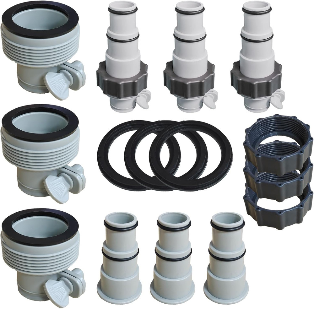 Soujkooy 6 Pack Pool Hose Adapter - 2 Types Conversion Connector for 1.5 & 1.25