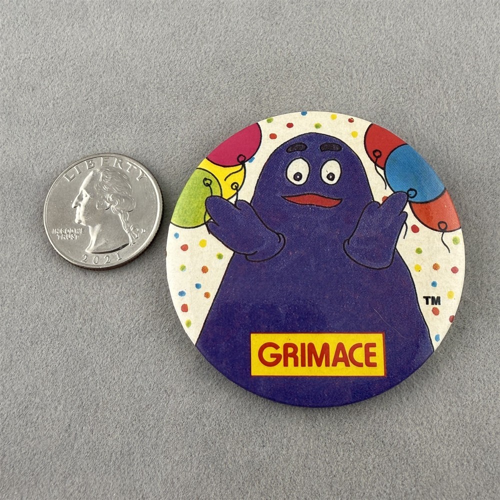 Vintage McDonald's Grimace Character 2.5" Round Pinback Button #61330