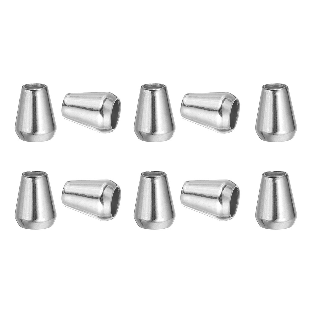 Metal Bell Stopper, 10 Pack Conical Cord Ends Lock Fastener, Silver