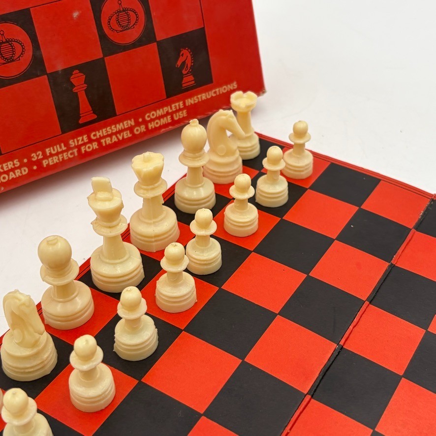 Vintage Compact Chess Set Game with Original Box Regency 8" Board