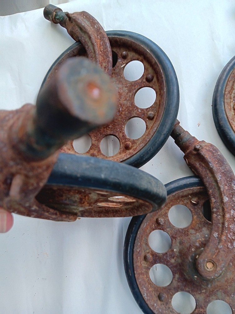 4 Antique Cast Iron Industrial Wheels