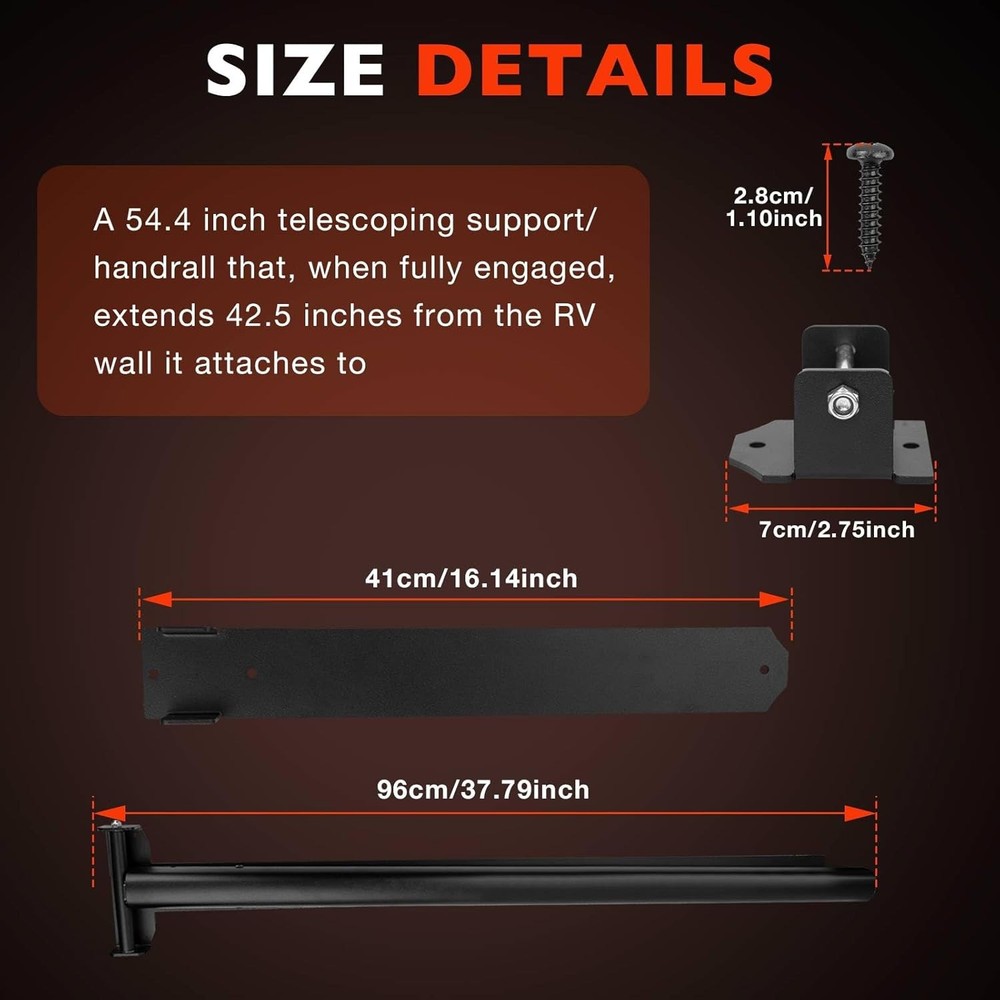 Telescoping Safety Handrail Safe-T-Rail Anti-Slip Support for RV Steps Outdoor
