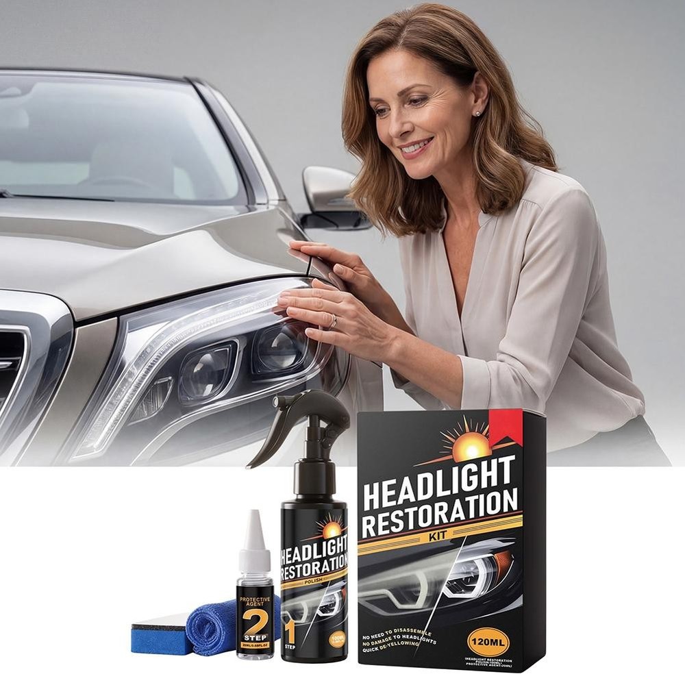 Headlight Restoration Kit, No Power Tools, Makes Headlights Like Ne w