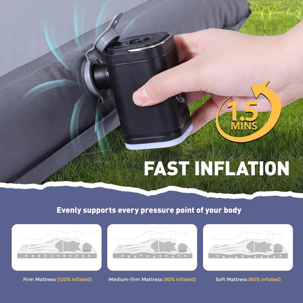 Camping Sleeping Pad with Multi-Function Electric Pump, 4’’ Ultra-Thick & 110...